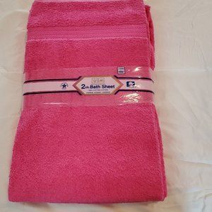 Set of 2 Hot Pink Bath Sheets (Towels)